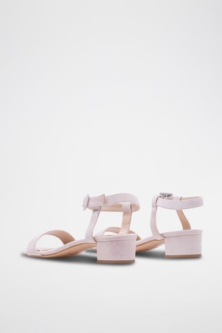 Sandali con tacco in pelle scamosciata - Rosa