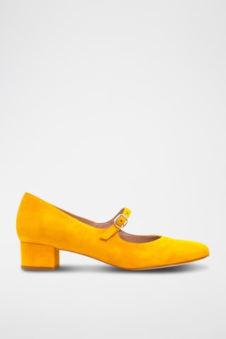 Scarpe baby con tacco in pelle scamosciata - Giallo