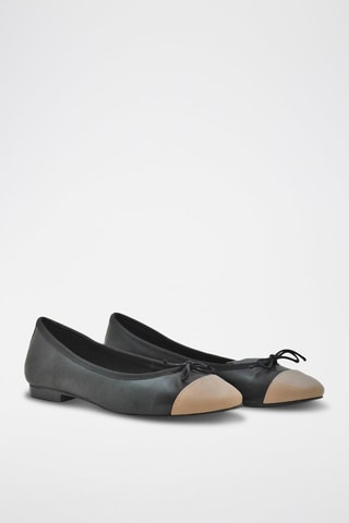 Leren Ballerina’s - Zwart en beige