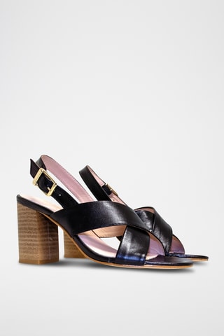 Sandali con tacco in pelle nappa - Nero