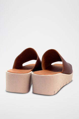 Sandali con tacco in pelle - Marrone