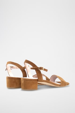 Sandali con tacco in pelle scamosciata - Marrone