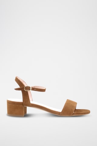 Sandali con tacco in pelle scamosciata - Marrone