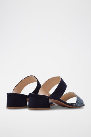 Sandali con tacco in pelle - Nero e blu