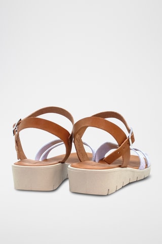 Sandali con zeppa in pelle - Bianco