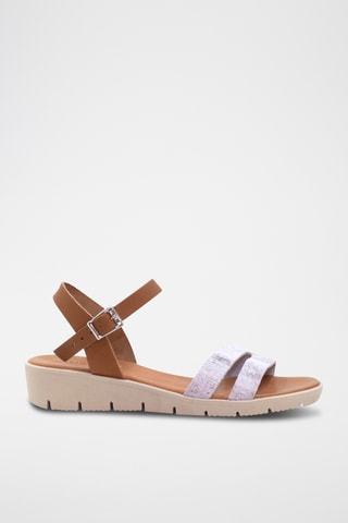 Sandali con zeppa in pelle - Bianco