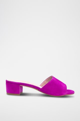 Sandali con tacco in pelle scamosciata - Viola