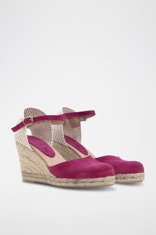 Sandali con zeppa in pelle - Beige e rosa