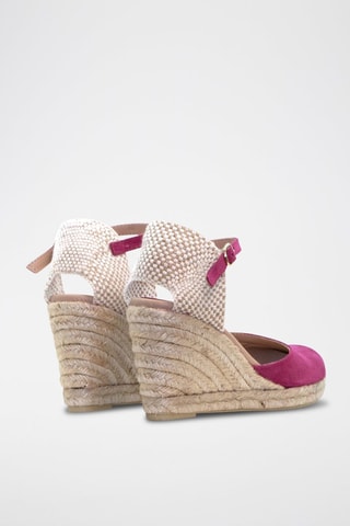 Sandali con zeppa in pelle - Beige e rosa