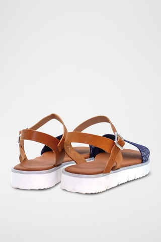 Sandali con zeppa in pelle - Blu