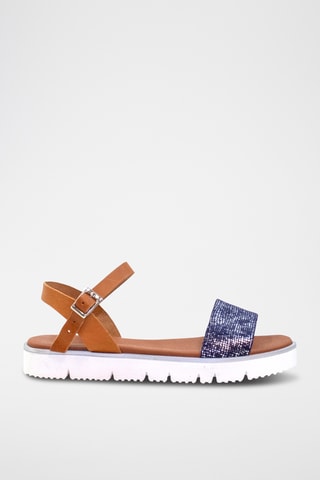 Sandali con zeppa in pelle - Blu