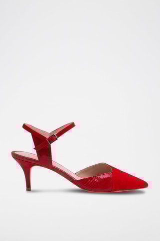 Ballerine con tacco in pelle - Rosso