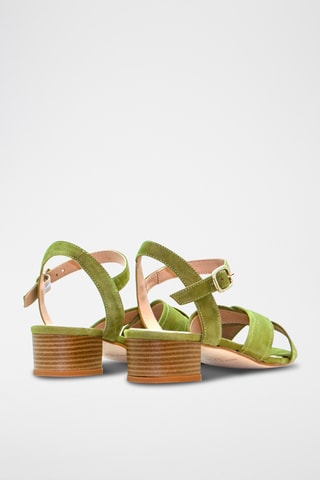 Sandali con tacco in pelle scamosciata - Kaki