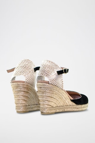 Sandali con zeppa in pelle - Nero, beige e marrone