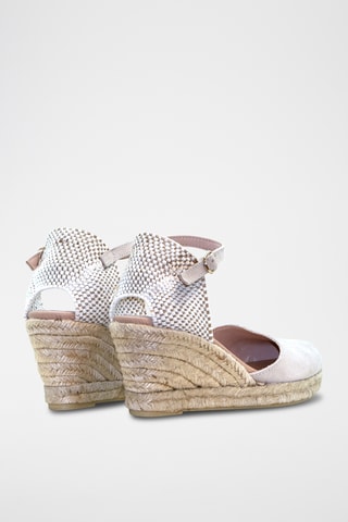 Espadrillas con zeppa in pelle scamosciata - Nude