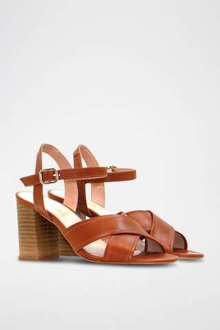 Sandali con tacco in pelle nappa - Marrone