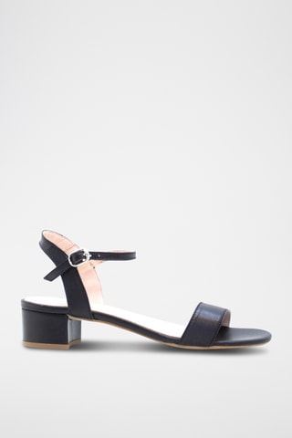 Sandali con tacco in pelle nappa - Nero