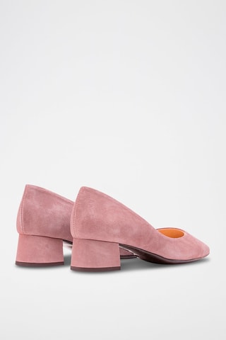 Ballerine con tacco in pelle scamosciata - Rosa
