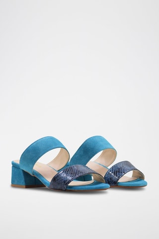 Sandali con tacco in pelle - Nero e blu