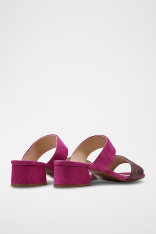 Sandali con tacco in pelle - Nero e rosa