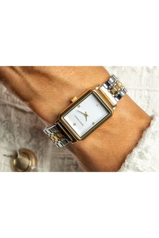 Stalen Quartz Horloge met Diamant - Goudkleurig en Zilverkleurig