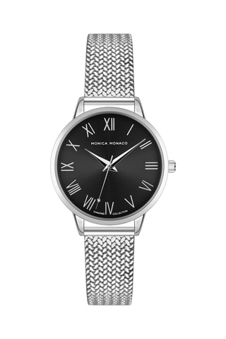 Stalen Quartz Horloge met Diamant - Monica Monaco