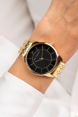 Stalen Quartz Horloge - Goudkleurig en zwart - Emily Westwood
