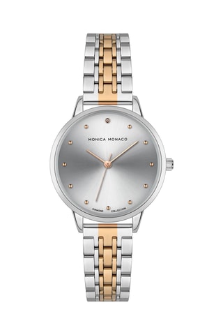 Stalen Quartz Horloge met Diamant - Monica Monaco