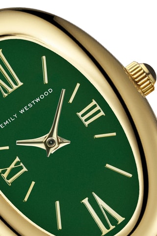 Stalen Quartz Horloge - Goudkleurig en Groen - Emily Westwood