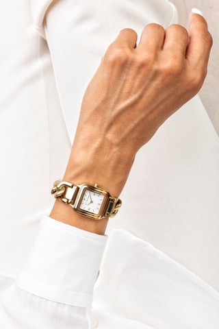 Stalen Quartz Horloge - Goudkleurig en Wit - Emily Westwood