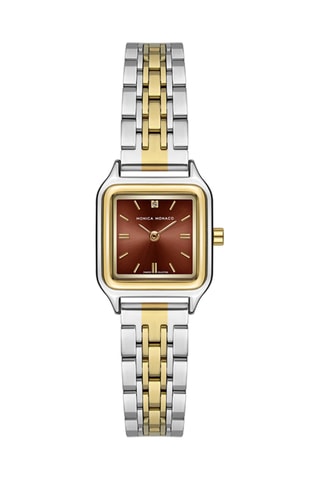 Stalen Quartz Horloge met Diamant - Goudkleurig en Zilverkleurig