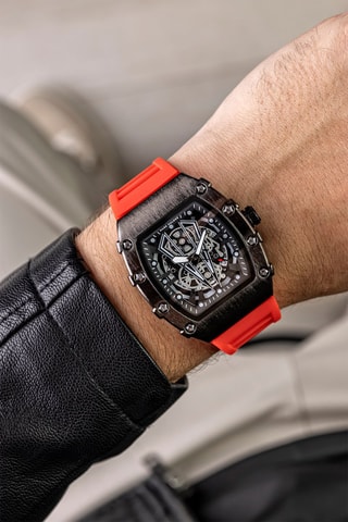 Siliconen Quartz Horloge - Rood en Zwart - Marc Malone