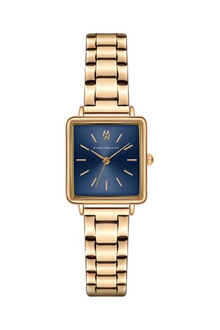 Stalen Quartz Horloge Goudkleurig en blauw - Walter Bach