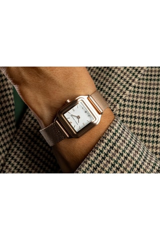 Stalen Quartz Horloge met Diamant - Roségoudkleurig