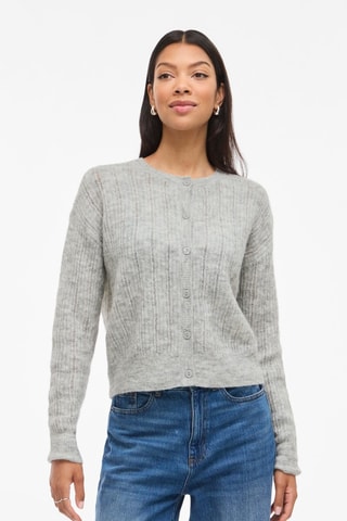 Cárdigan de lana y alpaca - Gris claro jaspeado - Vila