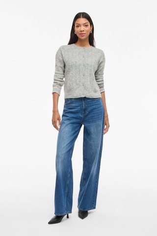 Cárdigan de lana y alpaca - Gris claro jaspeado - Vila