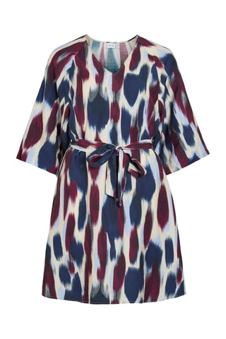 Vestido evasé - Azul marino y burdeos - Vila