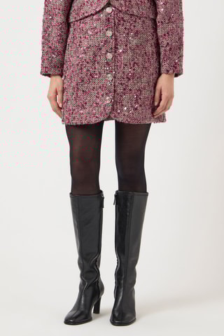 Falda recta de tweed - Burdeos - Yas