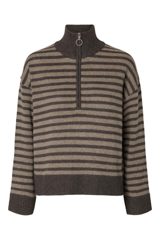 Jersey regular fit de lana - Marrón - Selected Women