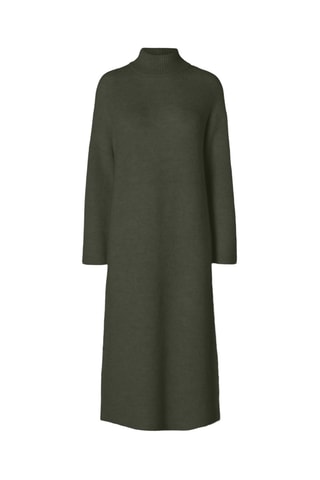 Vestido jersey regular fit de lana - Verde oscuro - Selected Women