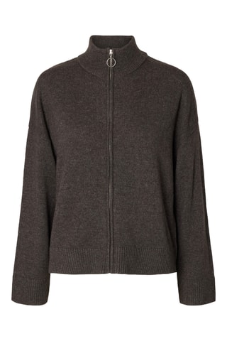 Cárdigan regular fit de lana - Marrón - Selected Women