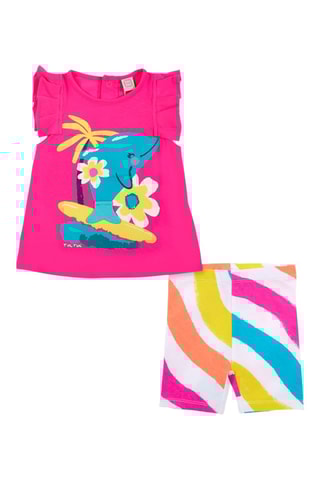 T-shirt en Wielrenbroekje Laguna Beach - Roze