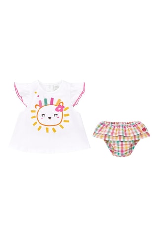 T-shirt en Bloomer Animal Life - Wit en roze