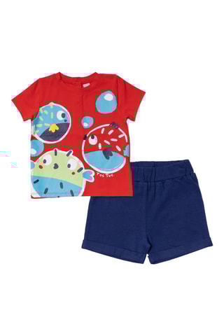 T-shirt en Short Blub - Rood en blauw