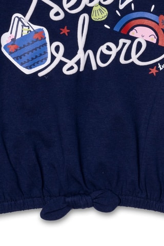 Geknoopt T-shirt en Wielrenbroekje Beach Day - Rood en blauw