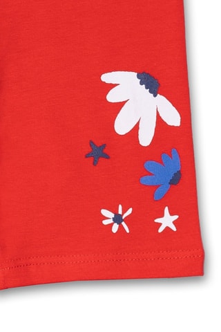 Geknoopt T-shirt en Wielrenbroekje Beach Day - Rood en blauw