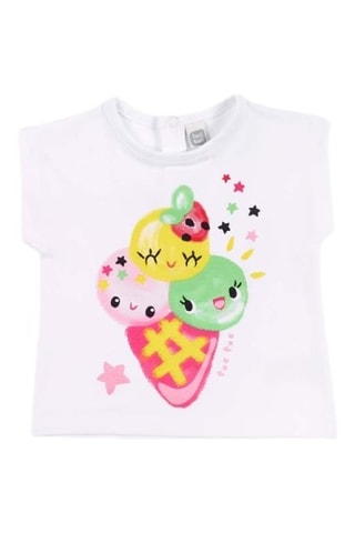T-shirt Creamy ice - Wit en roze
