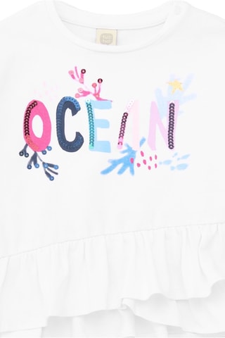 Geknoopt T-shirt Ocean Wonders - Wit en blauw
