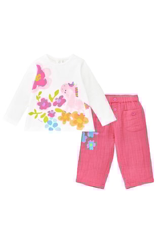T-shirt en broek Over the Rainbow - Wit en roze