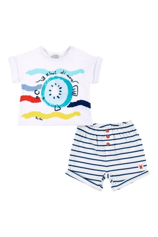 T-shirt en Short Fruiti - Wit en blauw